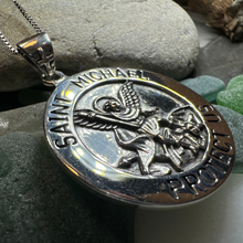 Load image into Gallery viewer, Protect Us Saint Michael Pendant in Sterling Silver
