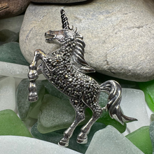 Load image into Gallery viewer, Prancing Unicorn of Scotland Pin in Sterling Silver
