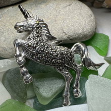 Load image into Gallery viewer, Prancing Unicorn of Scotland Pin in Sterling Silver
