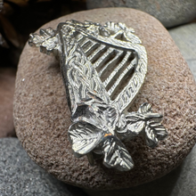 Load image into Gallery viewer, Artisan Irish Celtic Harp Brooch - Handmade in Ireland
