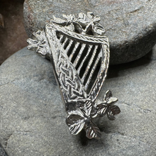 Load image into Gallery viewer, Artisan Irish Celtic Harp Brooch - Handmade in Ireland
