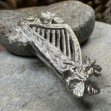 Load image into Gallery viewer, Artisan Irish Celtic Harp Brooch - Handmade in Ireland
