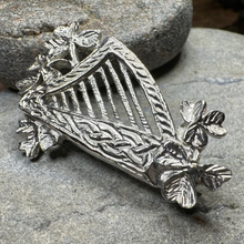 Load image into Gallery viewer, Artisan Irish Celtic Harp Brooch - Handmade in Ireland
