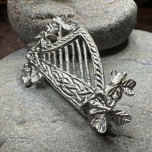 Load image into Gallery viewer, Artisan Irish Celtic Harp Brooch - Handmade in Ireland
