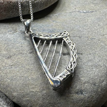 Load image into Gallery viewer, Torlogh Celtic Irish Harp Necklace in Sterling Silver

