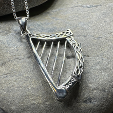 Load image into Gallery viewer, Torlogh Celtic Irish Harp Necklace in Sterling Silver
