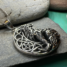 Load image into Gallery viewer, Mac Tíre Wolf Necklace in Sterling Silver
