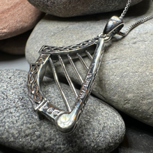 Load image into Gallery viewer, Torlogh Celtic Irish Harp Necklace in Sterling Silver
