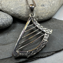 Load image into Gallery viewer, Torlogh Celtic Irish Harp Necklace in Sterling Silver
