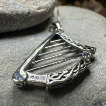 Load image into Gallery viewer, Torlogh Celtic Irish Harp Necklace in Sterling Silver
