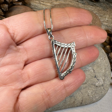Load image into Gallery viewer, Torlogh Celtic Irish Harp Necklace in Sterling Silver

