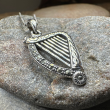 Load image into Gallery viewer, Cinnia Celtic Harp of Ireland Necklace in Sterling Silver
