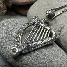 Load image into Gallery viewer, Cinnia Celtic Harp of Ireland Necklace in Sterling Silver
