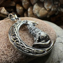 Load image into Gallery viewer, Nocturn Wolf Moon Necklace in Sterling Silver
