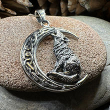 Load image into Gallery viewer, Nocturn Wolf Moon Necklace in Sterling Silver
