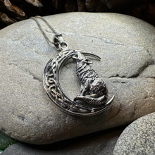 Load image into Gallery viewer, Nocturn Wolf Moon Necklace in Sterling Silver
