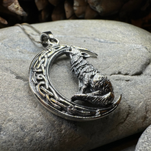 Load image into Gallery viewer, Nocturn Wolf Moon Necklace in Sterling Silver
