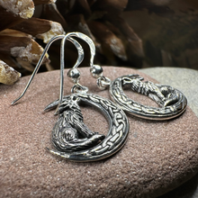 Load image into Gallery viewer, Arkyn Wolf Moon Earrings in Sterling Silver
