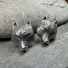 Load image into Gallery viewer, Forest Song Wolf Post Earrings in Sterling Silver
