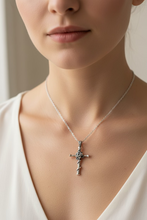 Load image into Gallery viewer, Spiritual Celtic Cross Rose Necklace in Sterling Silver
