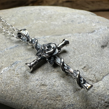 Load image into Gallery viewer, Spiritual Celtic Cross Rose Necklace in Sterling Silver
