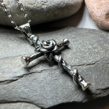 Load image into Gallery viewer, Spiritual Celtic Cross Rose Necklace in Sterling Silver
