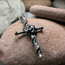 Load image into Gallery viewer, Spiritual Celtic Cross Rose Necklace in Sterling Silver
