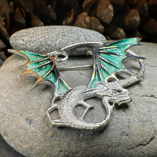 Load image into Gallery viewer, Meadowdancer Sterling Silver Dragon Brooch - Handmade in Scotland
