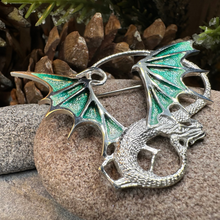 Load image into Gallery viewer, Meadowdancer Sterling Silver Dragon Brooch - Handmade in Scotland
