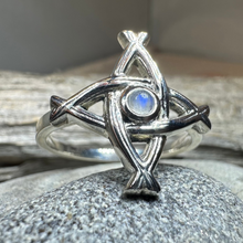 Load image into Gallery viewer, Moonstone Saint Brigid's Cross of Ireland Ring
