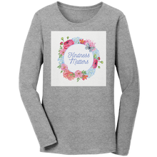 Load image into Gallery viewer, Kindness_Matters_-_Ladies_Long_Sleeve_T__Deep_Heather_Front_Mockup.png
