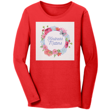 Load image into Gallery viewer, Kindness_Matters_-_Ladies_Long_Sleeve_T__Red_Front_Mockup.png
