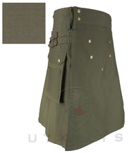 Load image into Gallery viewer, Utility Kilt – GlenTorin, Olive Green Ripstop
