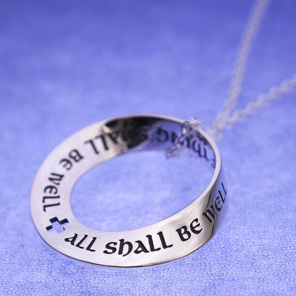 All Shall Be Well (Julian of Norwich) Mobius Necklace - Celtic Reader