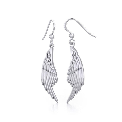 Celtic Angel Wing Silver Earrings - Celtic Reader