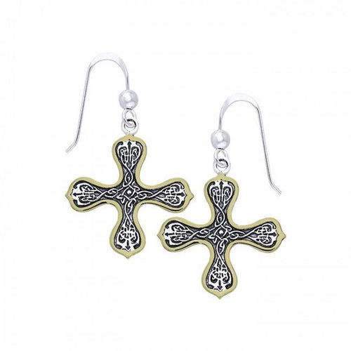 Celtic Cross Gold Accent Sterling Silver Earrings - Celtic Reader