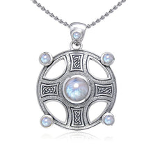 Load image into Gallery viewer, Celtic Knotwork Harmony Cross Necklace with Gemstones - Celtic Reader
