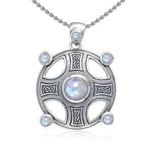 Celtic Knotwork Harmony Cross Necklace with Gemstones - Celtic Reader