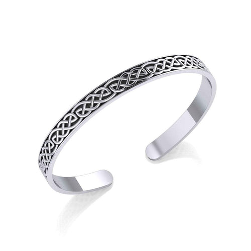 Celtic Knotwork Silver Bangle Cuff Bracelet - Celtic Reader