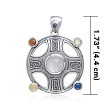 Load image into Gallery viewer, Celtic Knotwork Harmony Cross Necklace with Gemstones
