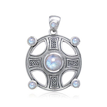 Load image into Gallery viewer, Celtic Knotwork Harmony Cross Necklace with Gemstones
