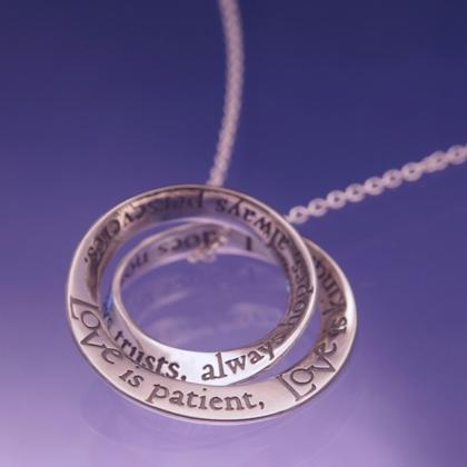 Corinthians Love Is Patient - Double Mobius Necklace - Celtic Reader