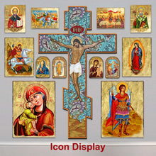 Load image into Gallery viewer, Saint Patrick Wooden Gold Plated Religious Christian Sacred Icon - Celtic Decor
