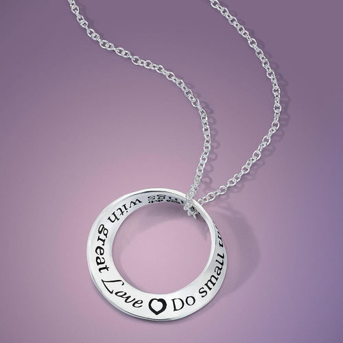 Do Small Things with Great Love (Mother Teresa) Mobius Necklace - Celtic Reader