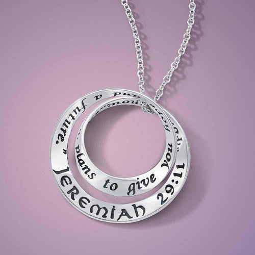 For I Know the Plans I Have For You (Jeremiah 29:11) - Double Mobius Necklace - Celtic Reader