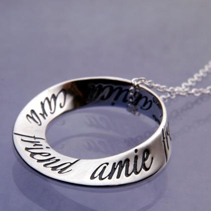 Friend in Ten Languages - Mobius Necklace - Celtic Reader