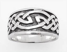 Load image into Gallery viewer, 11mm Wide Celtic Knot Sterling Silver Ring Band

