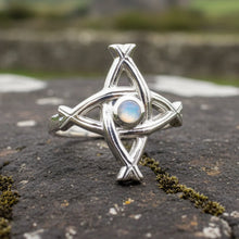 Load image into Gallery viewer, Moonstone Saint Brigid's Cross of Ireland Ring
