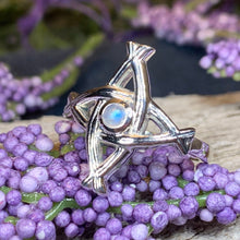 Load image into Gallery viewer, Moonstone Saint Brigid's Cross of Ireland Ring

