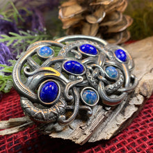 Load image into Gallery viewer, Lapis Blue Celtic Dragon Brooch
